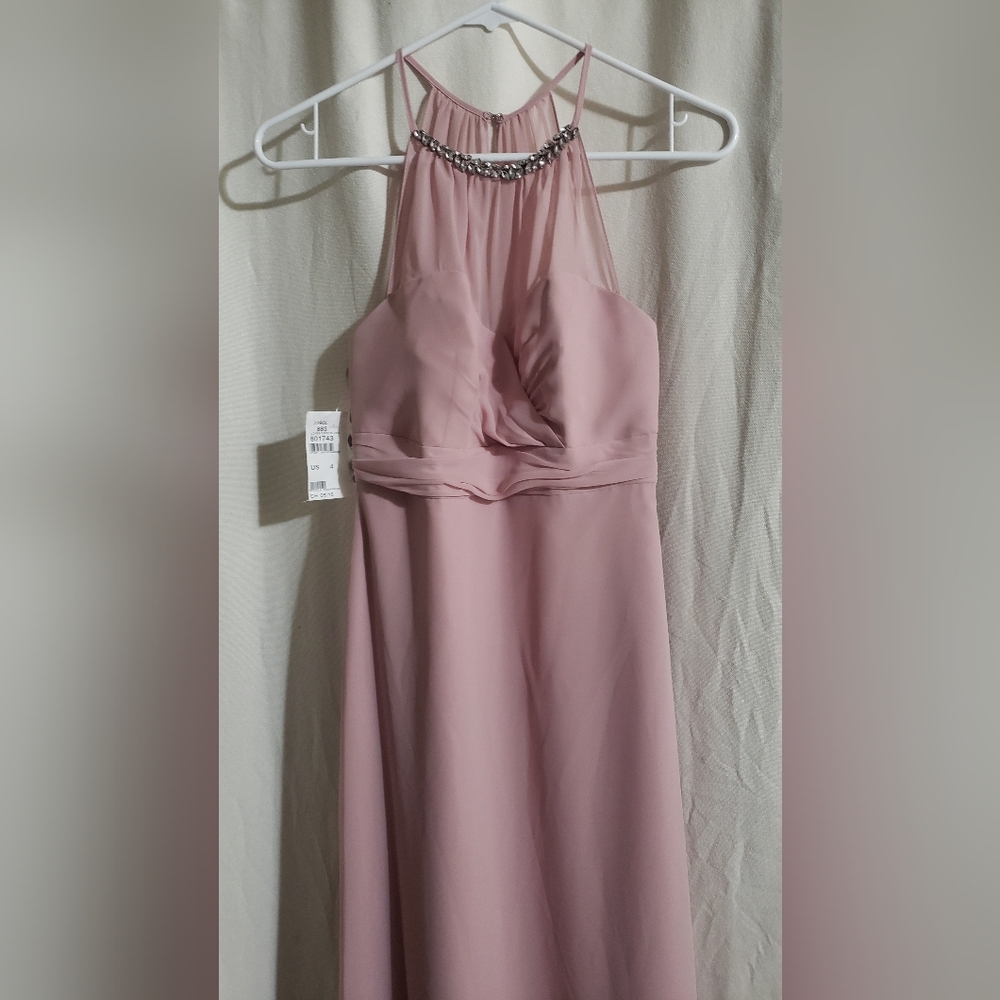 Alfred Angelo 'Loves First Blush' Size 4 Jeweled Neckline Formal Chiffon Dress